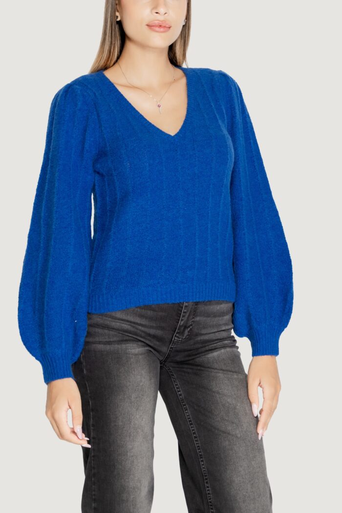 Maglione Guess ls vn madeline texture Azzurro