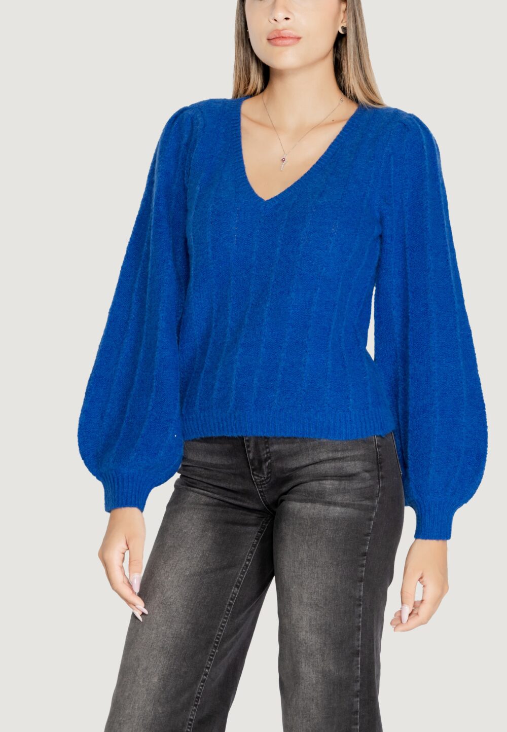 Maglione Guess ls vn madeline texture Azzurro - Foto 2