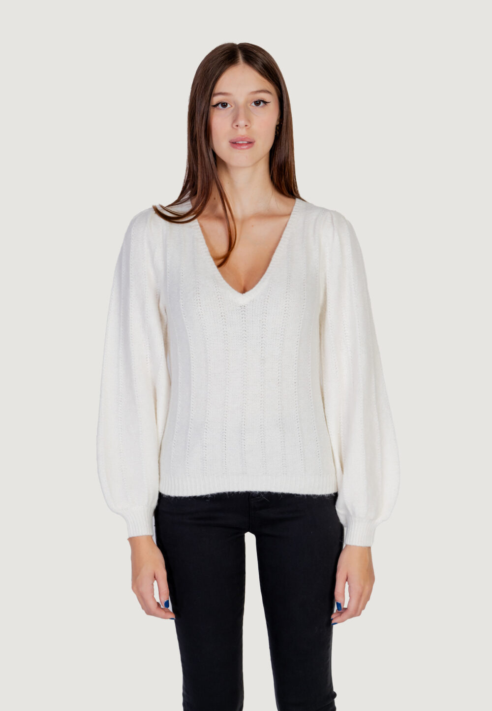 Maglione Guess ls vn madeline texture Bianco - Foto 11