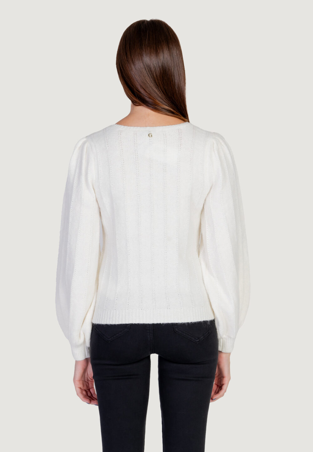 Maglione Guess ls vn madeline texture Bianco - Foto 8