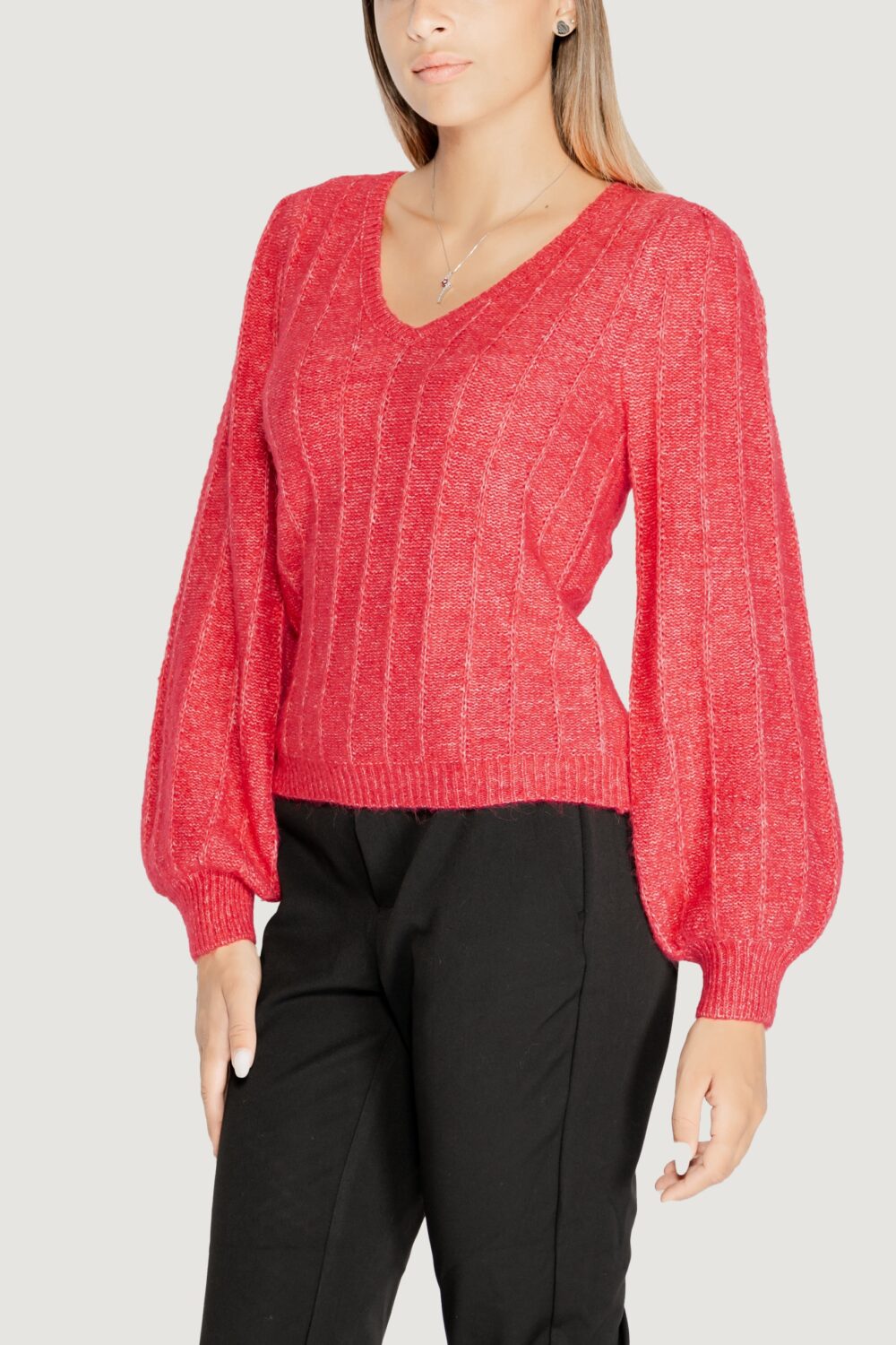 Maglione Guess ls vn madeline texture Magenta - Foto 3