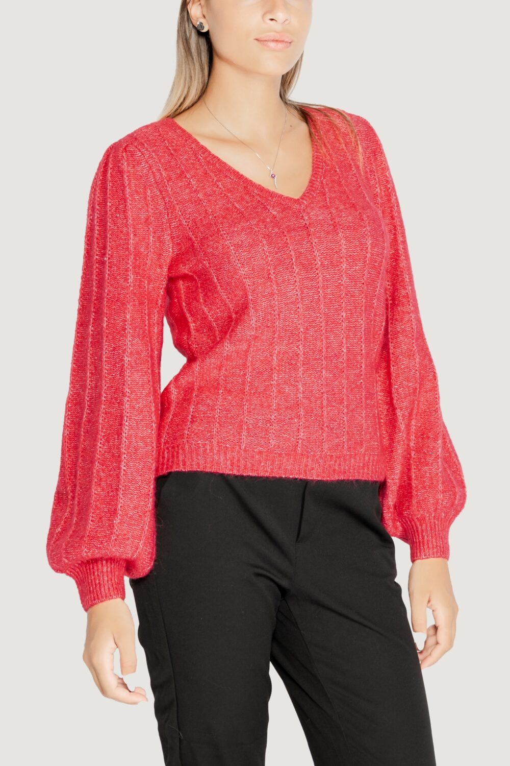 Maglione Guess ls vn madeline texture Magenta - Foto 5