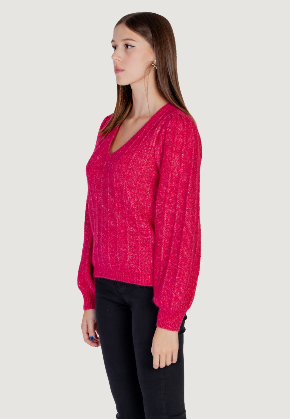 Maglione Guess ls vn madeline texture Magenta - Foto 8