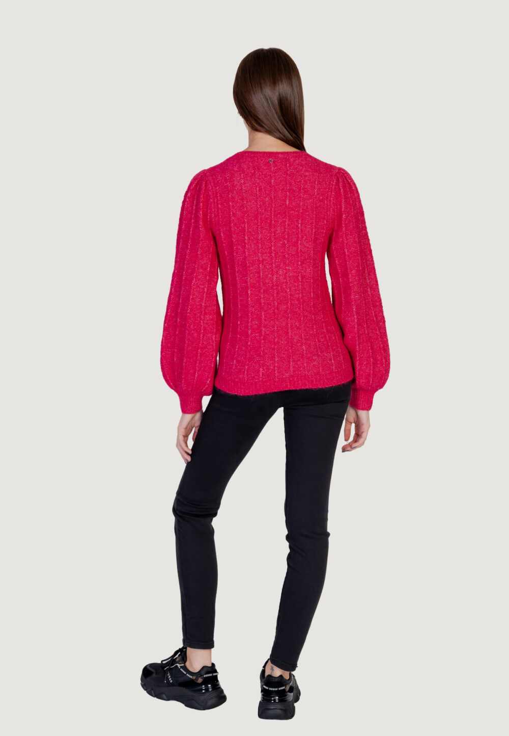 Maglione Guess ls vn madeline texture Magenta - Foto 10