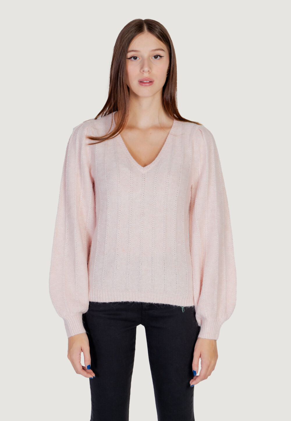 Maglione Guess ls vn madeline texture Rosa Cipria - Foto 11