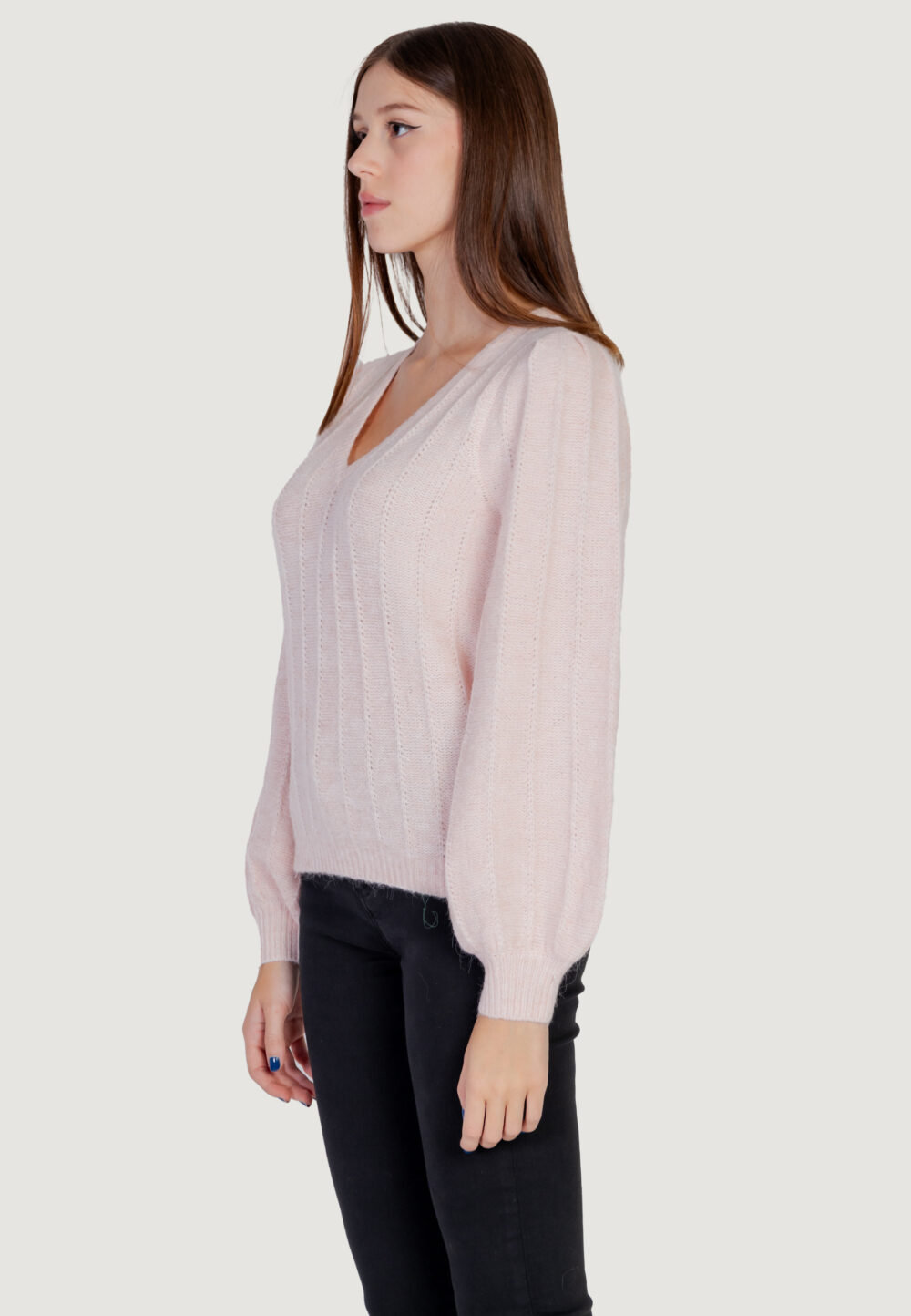 Maglione Guess ls vn madeline texture Rosa Cipria - Foto 7