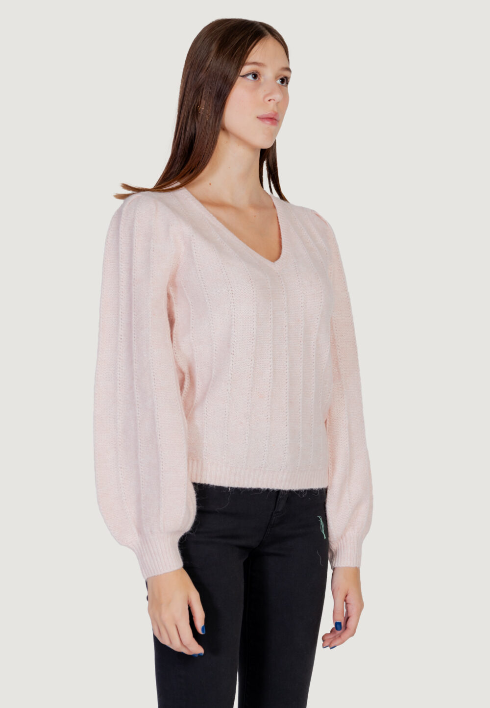 Maglione Guess ls vn madeline texture Rosa Cipria - Foto 10