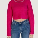 Maglione Only onlgaida life ls crop emb o-neck cc knt Fuxia - Foto 1