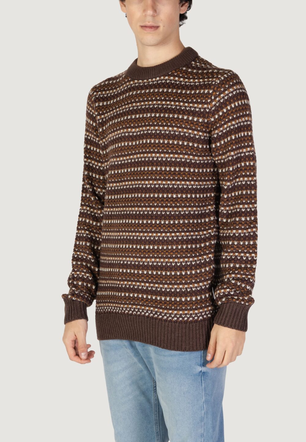 Maglione Only & Sons onsmusa reg 3 struc crew knit Marrone - Foto 2