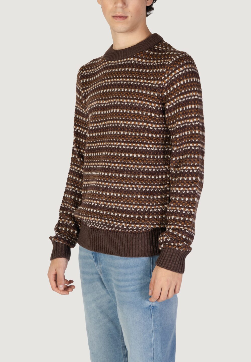 Maglione Only & Sons onsmusa reg 3 struc crew knit Marrone - Foto 6