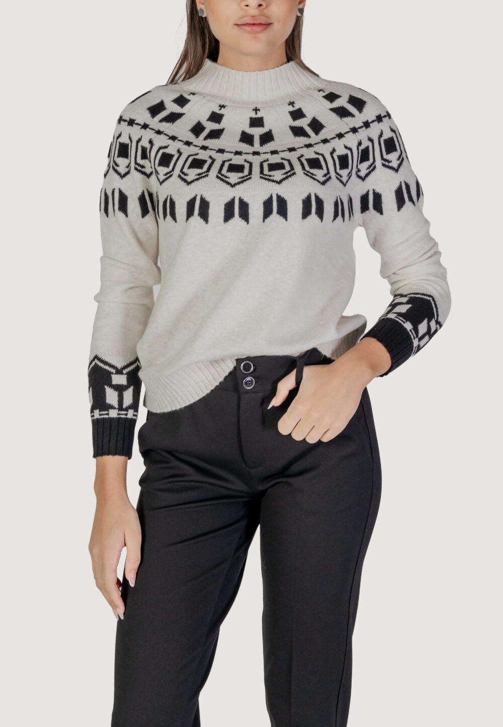 Maglione Street One eos_placed jacquard sweater Panna - Foto 1