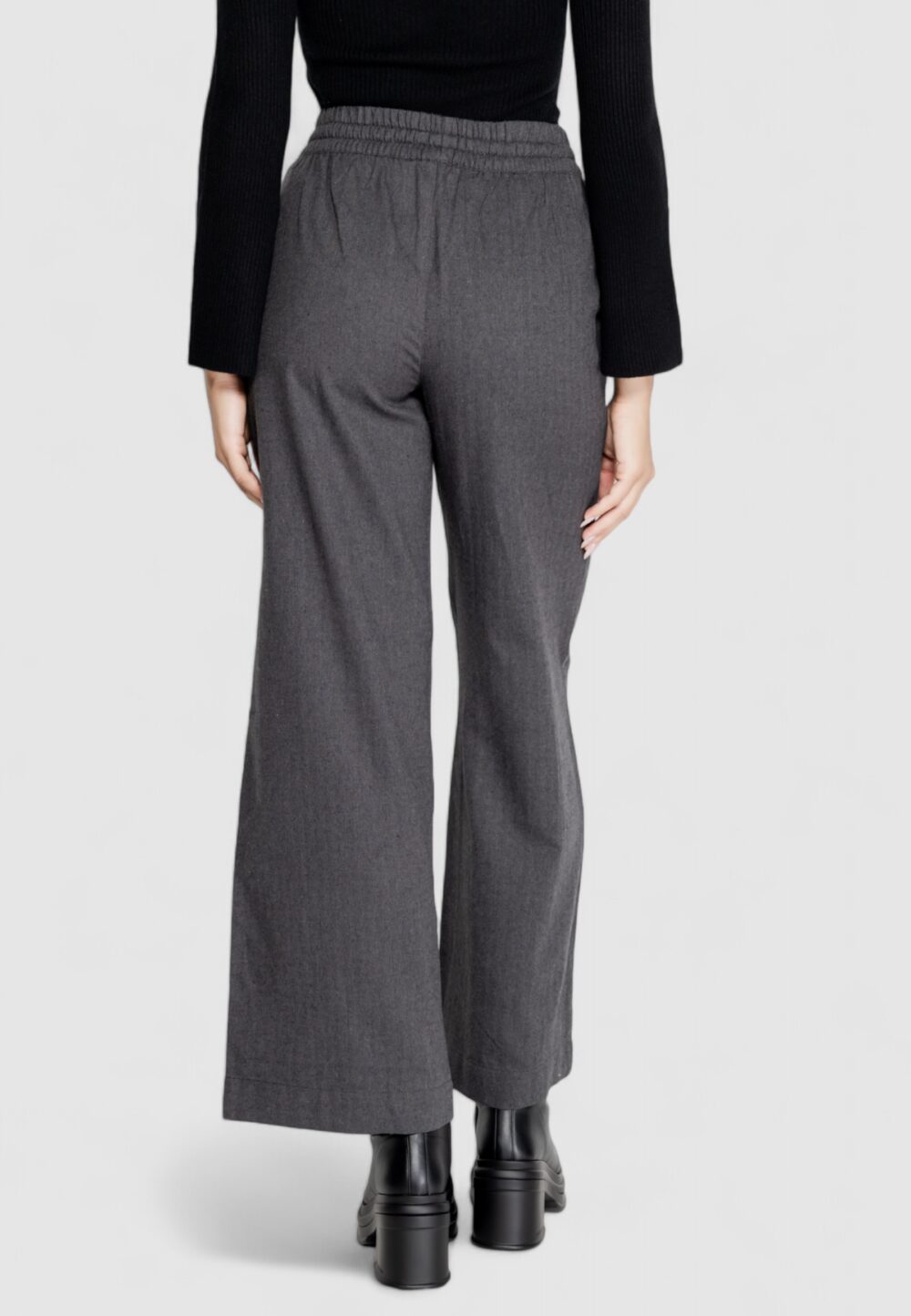 Pantaloni a palazzo Jacqueline de Yong jdypaula life hw wide pant wvn Antracite - Foto 3