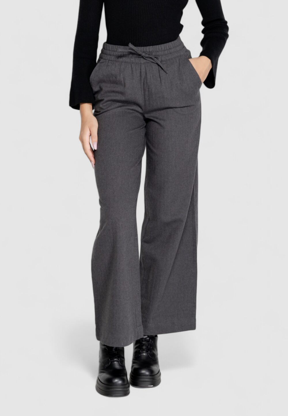 Pantaloni a palazzo Jacqueline de Yong jdypaula life hw wide pant wvn Antracite - Foto 5