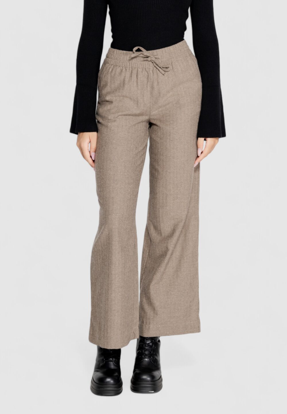 Pantaloni a palazzo Jacqueline de Yong jdypaula life hw wide pant wvn Cioccolato - Foto 1