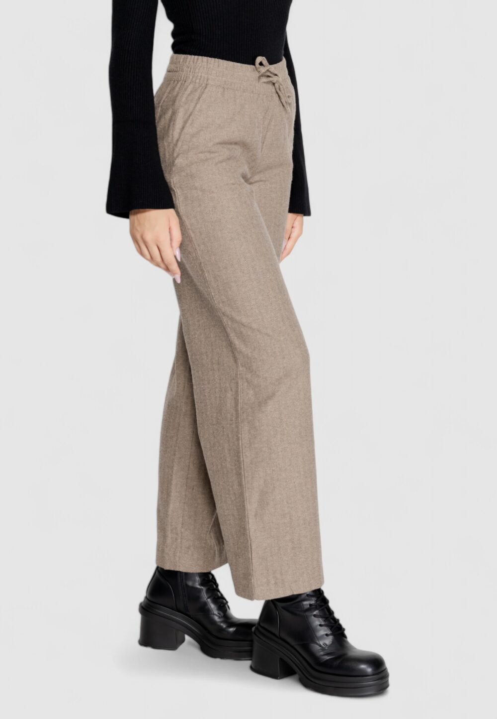 Pantaloni a palazzo Jacqueline de Yong jdypaula life hw wide pant wvn Cioccolato - Foto 3