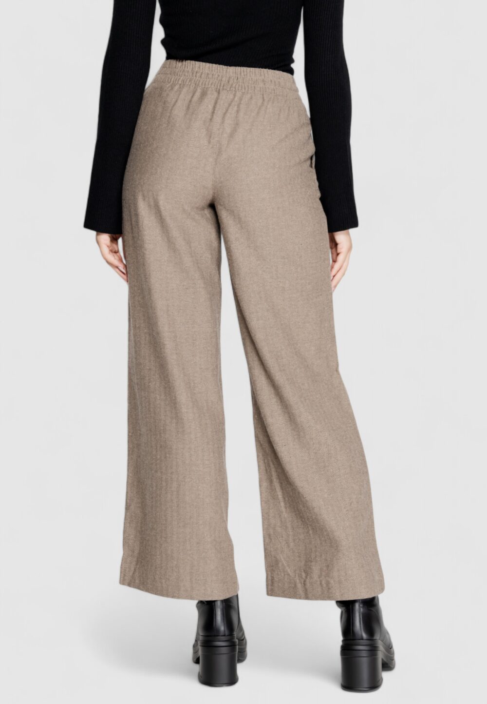 Pantaloni a palazzo Jacqueline de Yong jdypaula life hw wide pant wvn Cioccolato - Foto 4