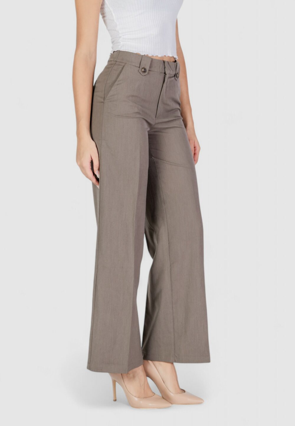 Pantaloni a palazzo Only onlashley hw wide pant bf tlr Grigio - Foto 3