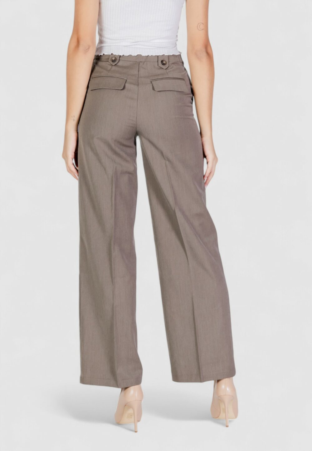 Pantaloni a palazzo Only onlashley hw wide pant bf tlr Grigio - Foto 4