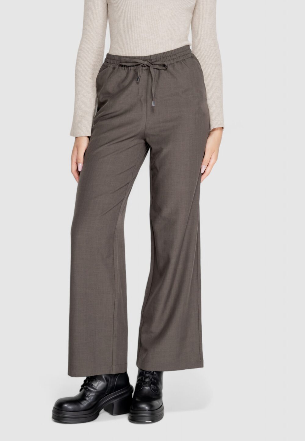 Pantaloni a palazzo Only onlginny hw wide pull up pant oy pnt Grigio Scuro - Foto 1