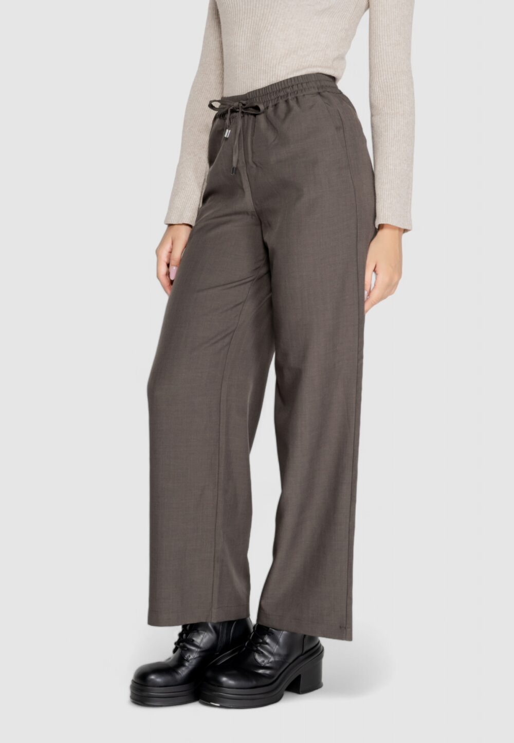 Pantaloni a palazzo Only onlginny hw wide pull up pant oy pnt Grigio Scuro - Foto 2