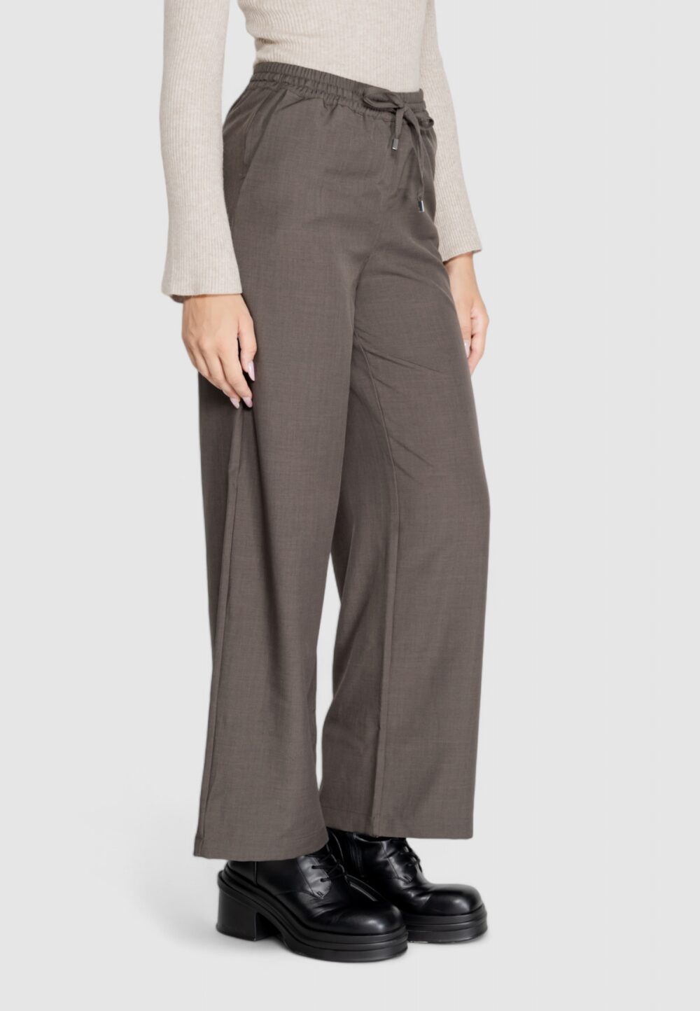 Pantaloni a palazzo Only onlginny hw wide pull up pant oy pnt Grigio Scuro - Foto 3