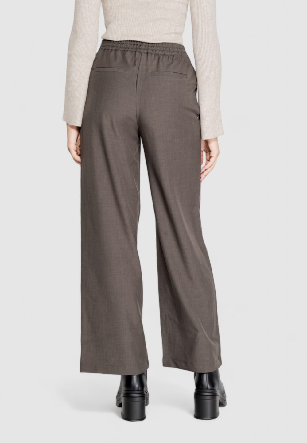 Pantaloni a palazzo Only onlginny hw wide pull up pant oy pnt Grigio Scuro - Foto 4