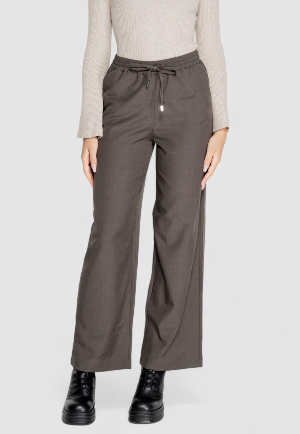 Pantaloni a palazzo Only onlginny hw wide pull up pant oy pnt Grigio Scuro - Foto 5