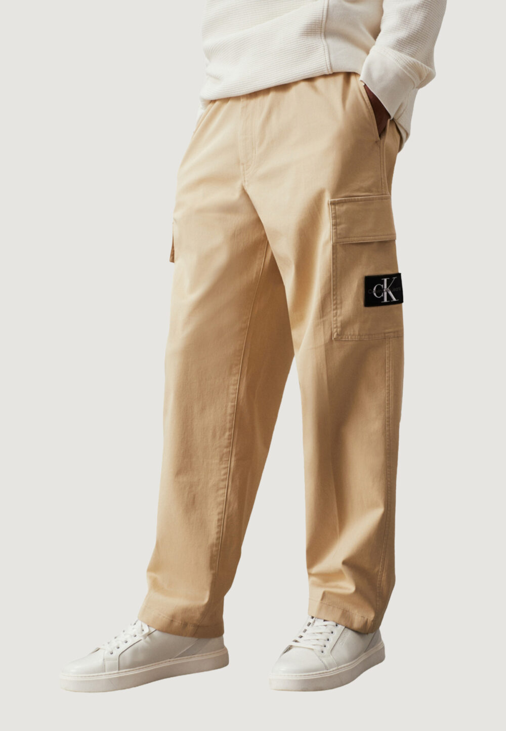 Pantaloni Calvin Klein Jeans regular straight Beige - Foto 1