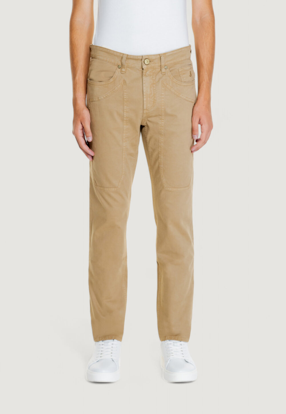 Pantaloni slim Jeckerson john 5 tasche toppa Beige scuro - Foto 1