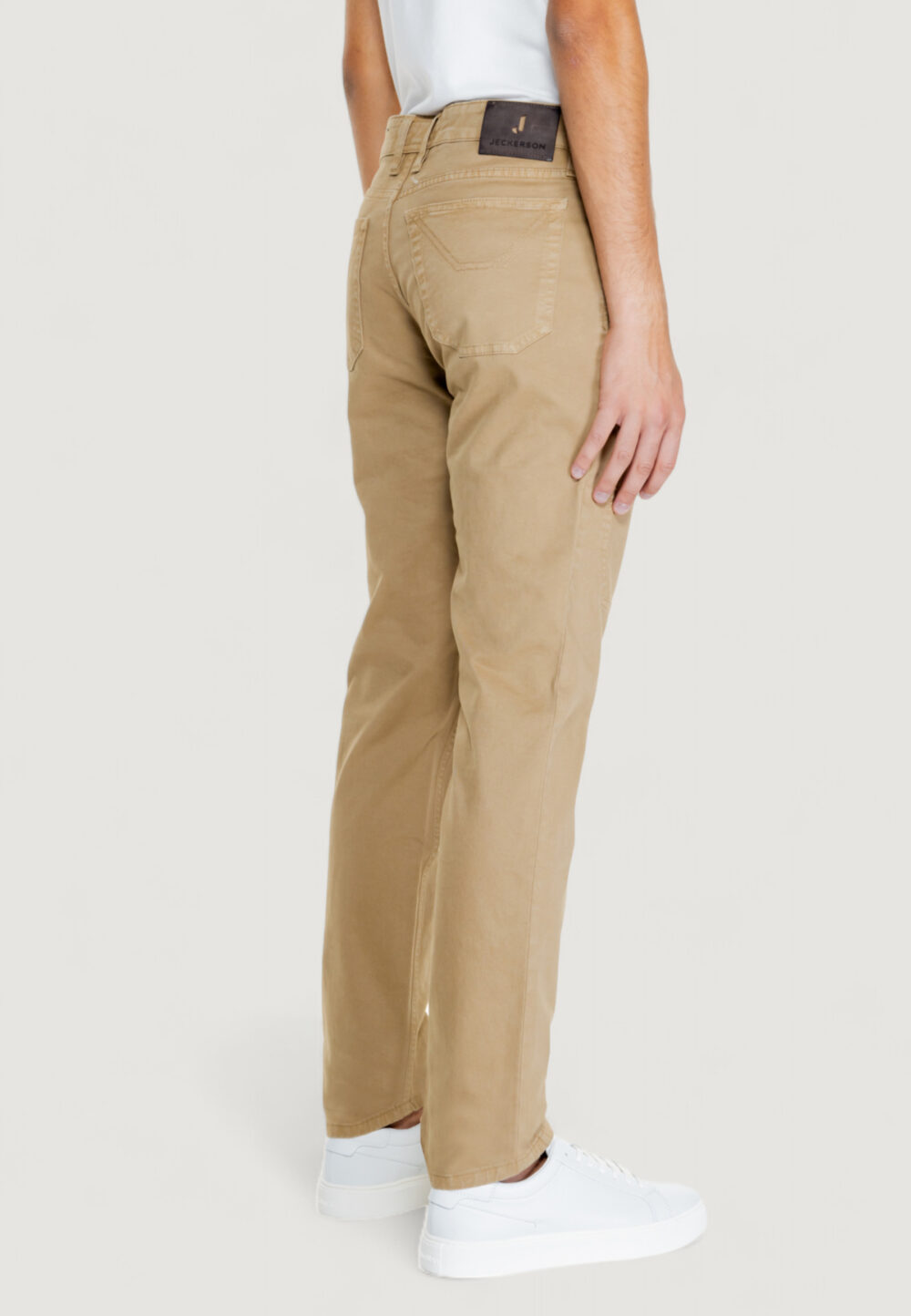 Pantaloni slim Jeckerson john 5 tasche toppa Beige scuro - Foto 4