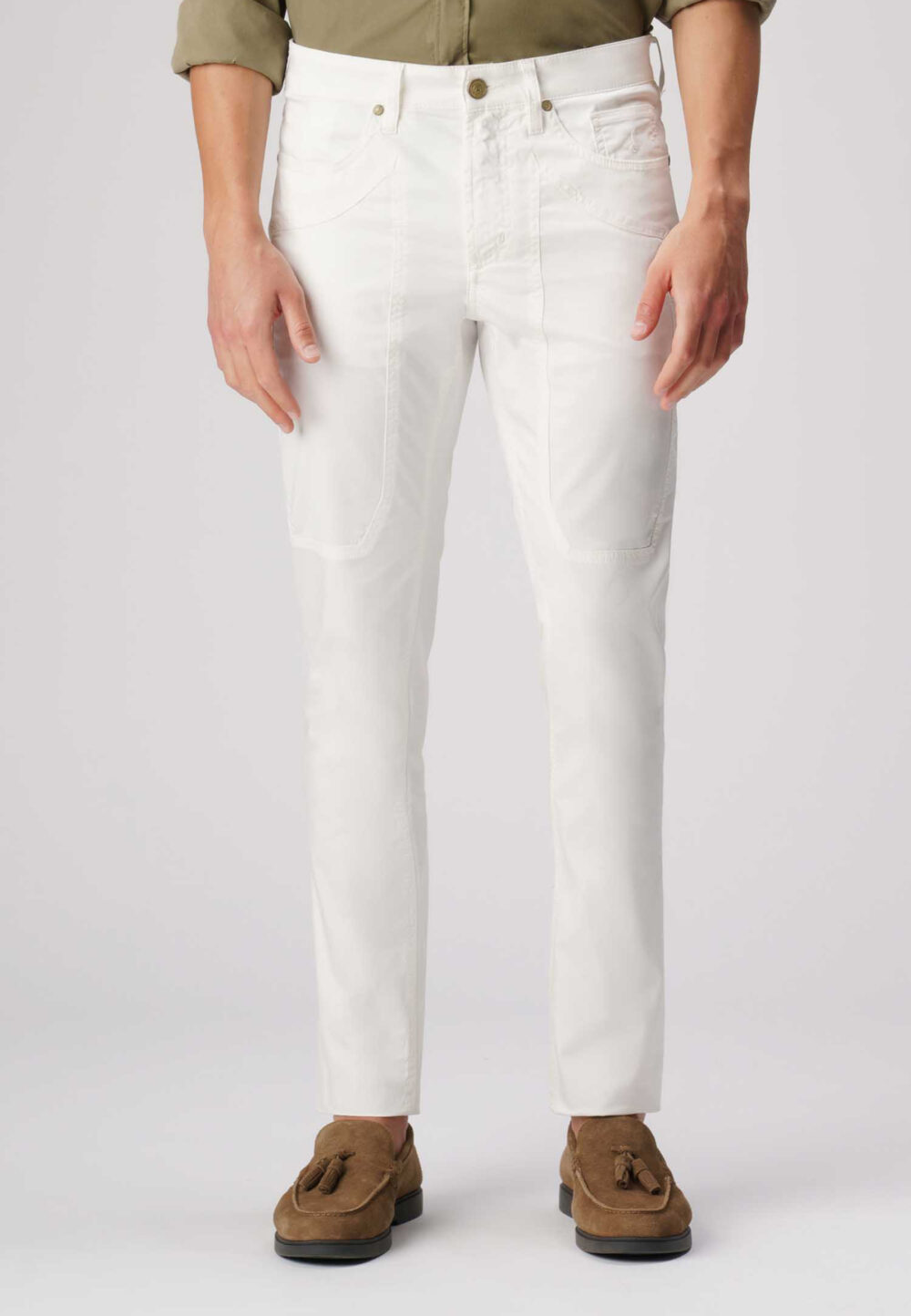 Pantaloni slim Jeckerson john 5 tasche toppa Bianco - Foto 1