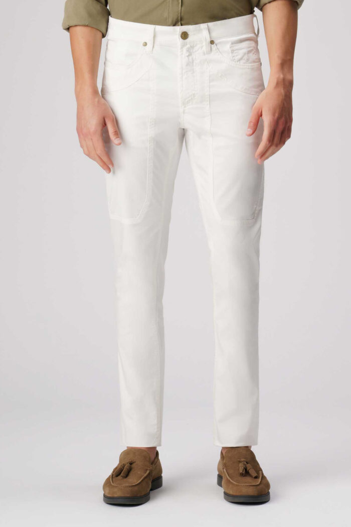 Pantaloni slim Jeckerson john 5 tasche toppa Bianco