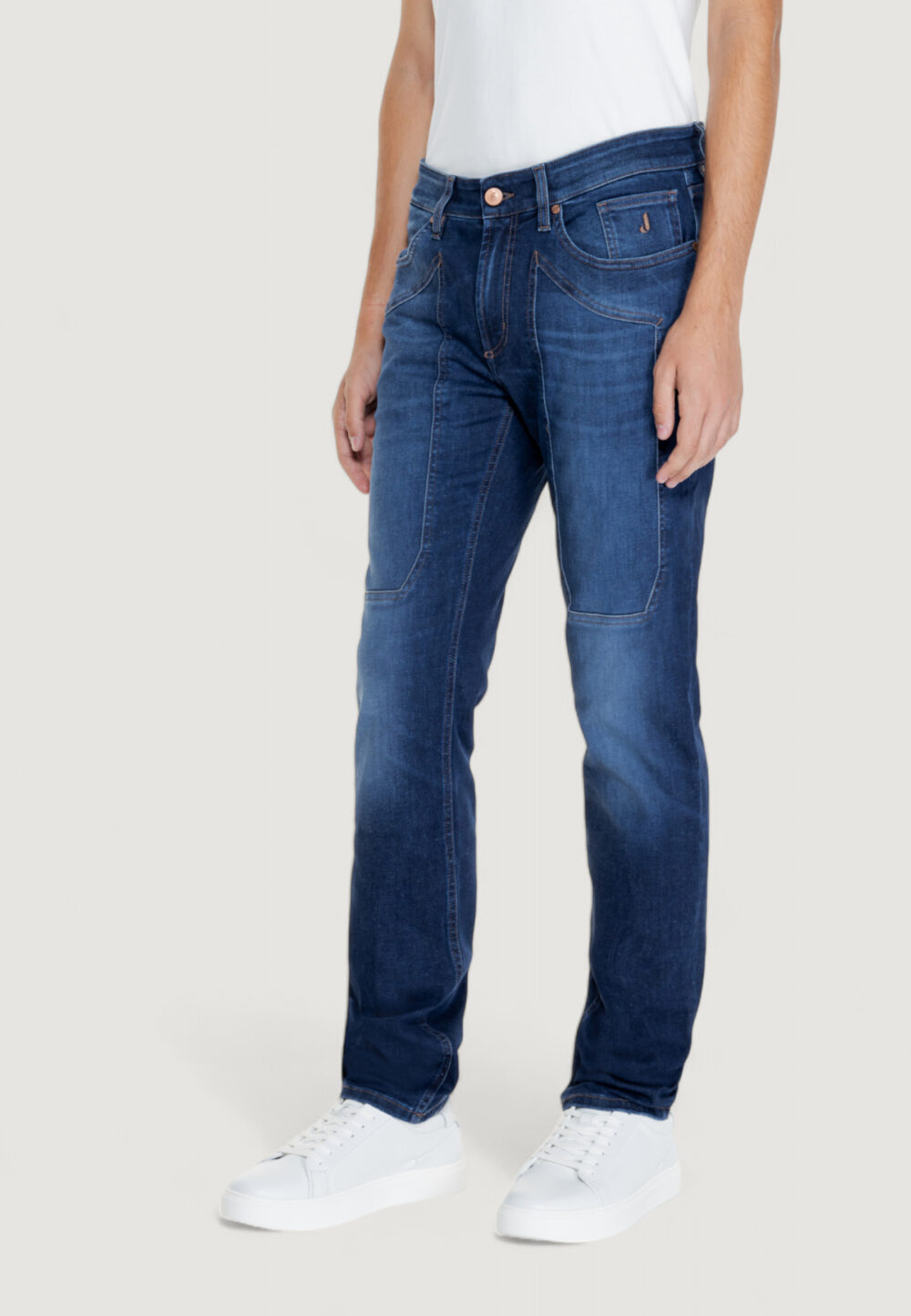 Pantaloni slim Jeckerson john 5 tasche toppa Denim scuro - Foto 3