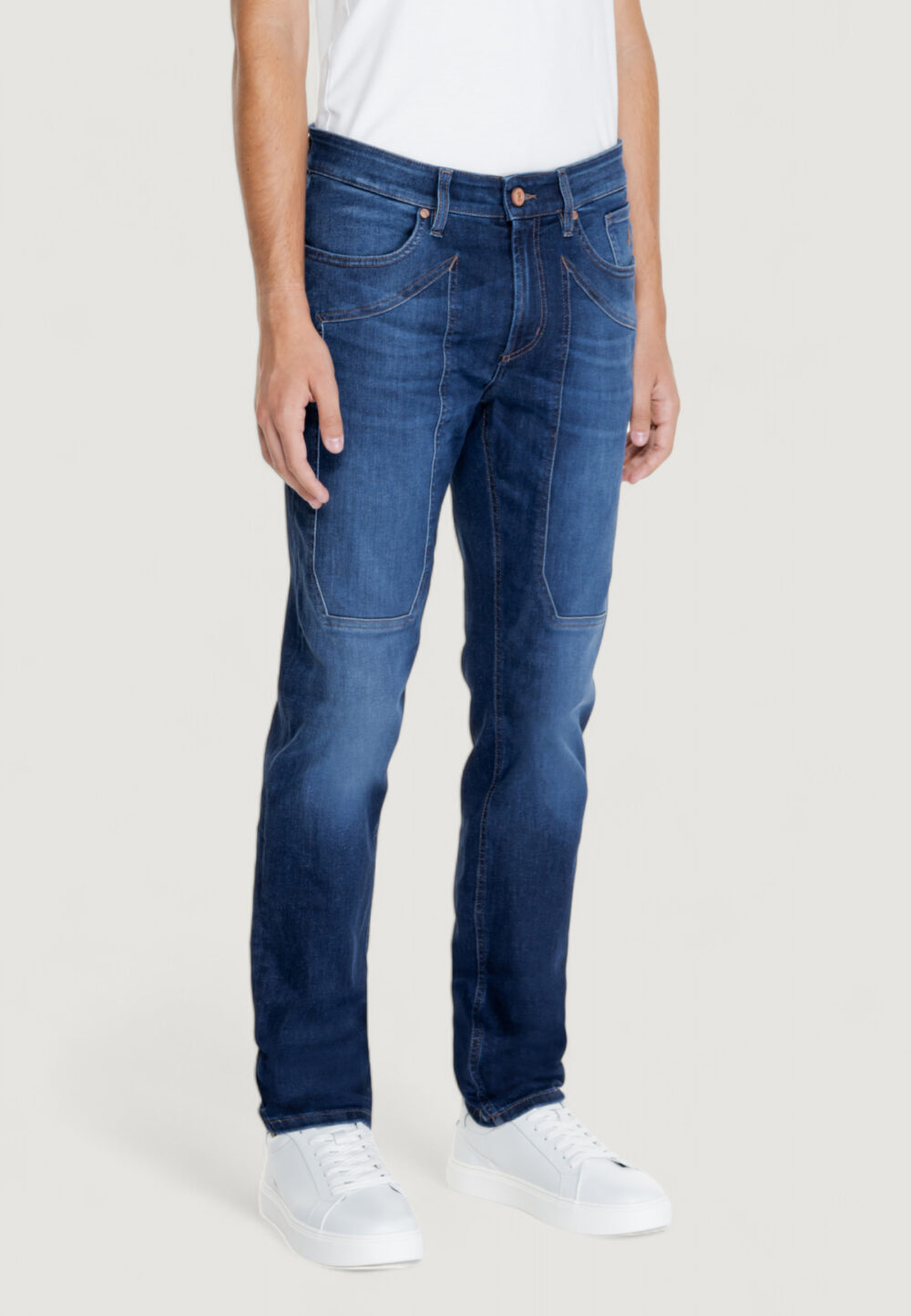 Pantaloni slim Jeckerson john 5 tasche toppa Denim scuro - Foto 4