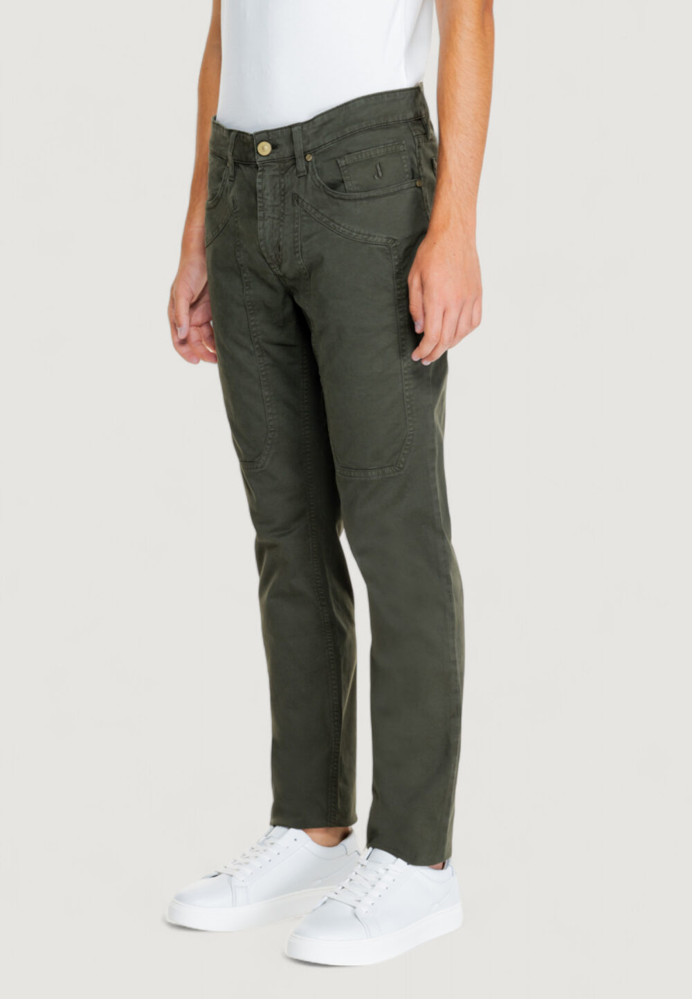 Pantaloni slim Jeckerson john 5 tasche toppa Verde Oliva - Foto 3