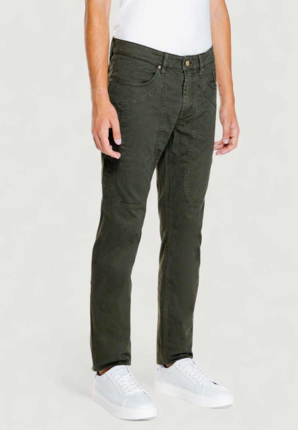 Pantaloni slim Jeckerson john 5 tasche toppa Verde Oliva - Foto 4