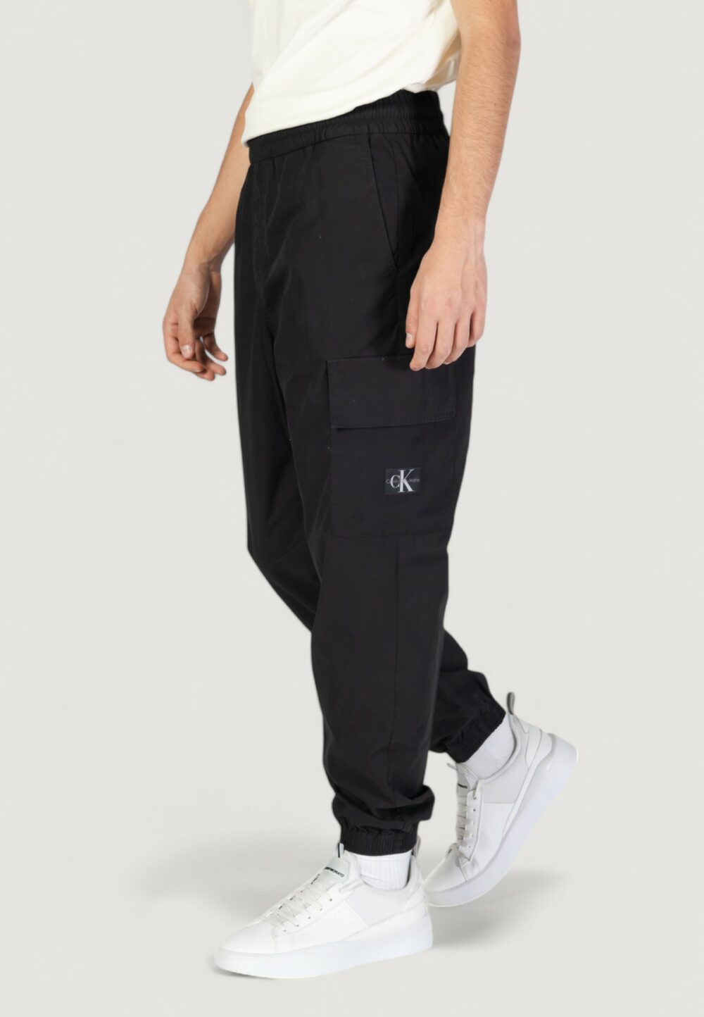 Pantaloni sportivi Calvin Klein Jeans cotton poplin utility Nero - Foto 1