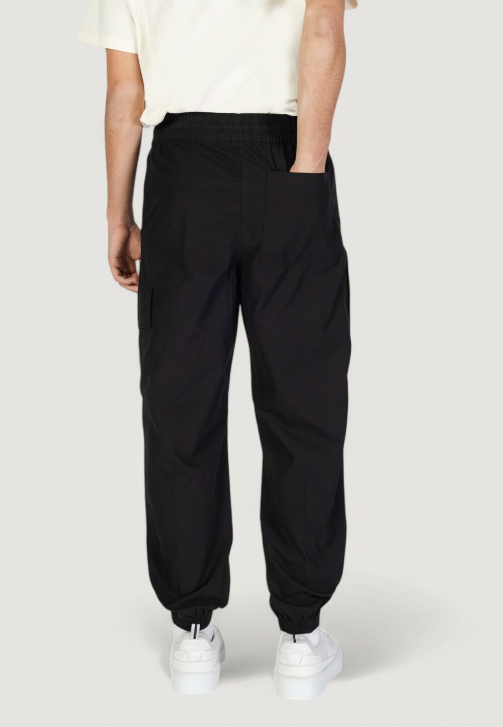 Pantaloni sportivi Calvin Klein Jeans cotton poplin utility Nero - Foto 4