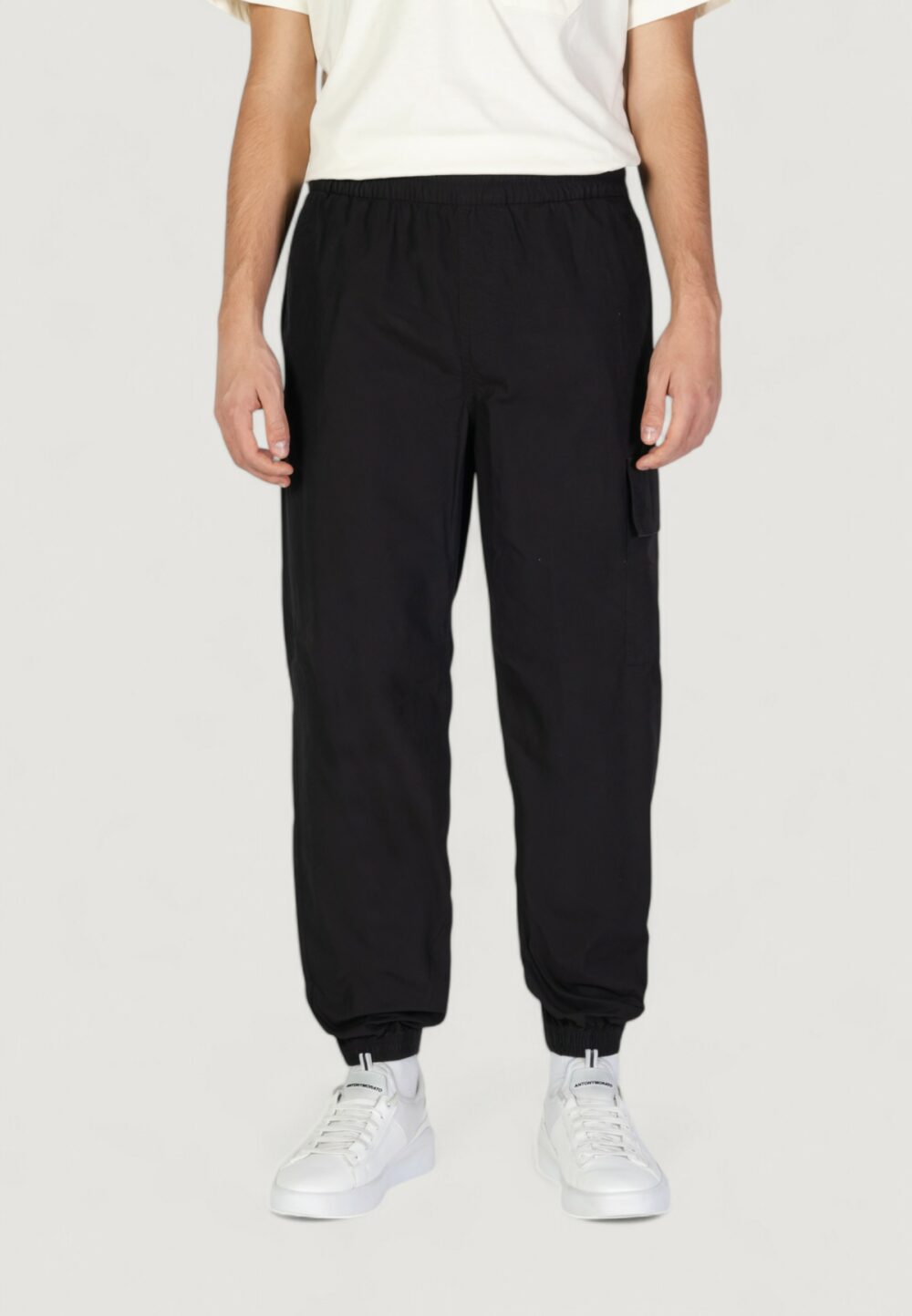 Pantaloni sportivi Calvin Klein Jeans cotton poplin utility Nero - Foto 5