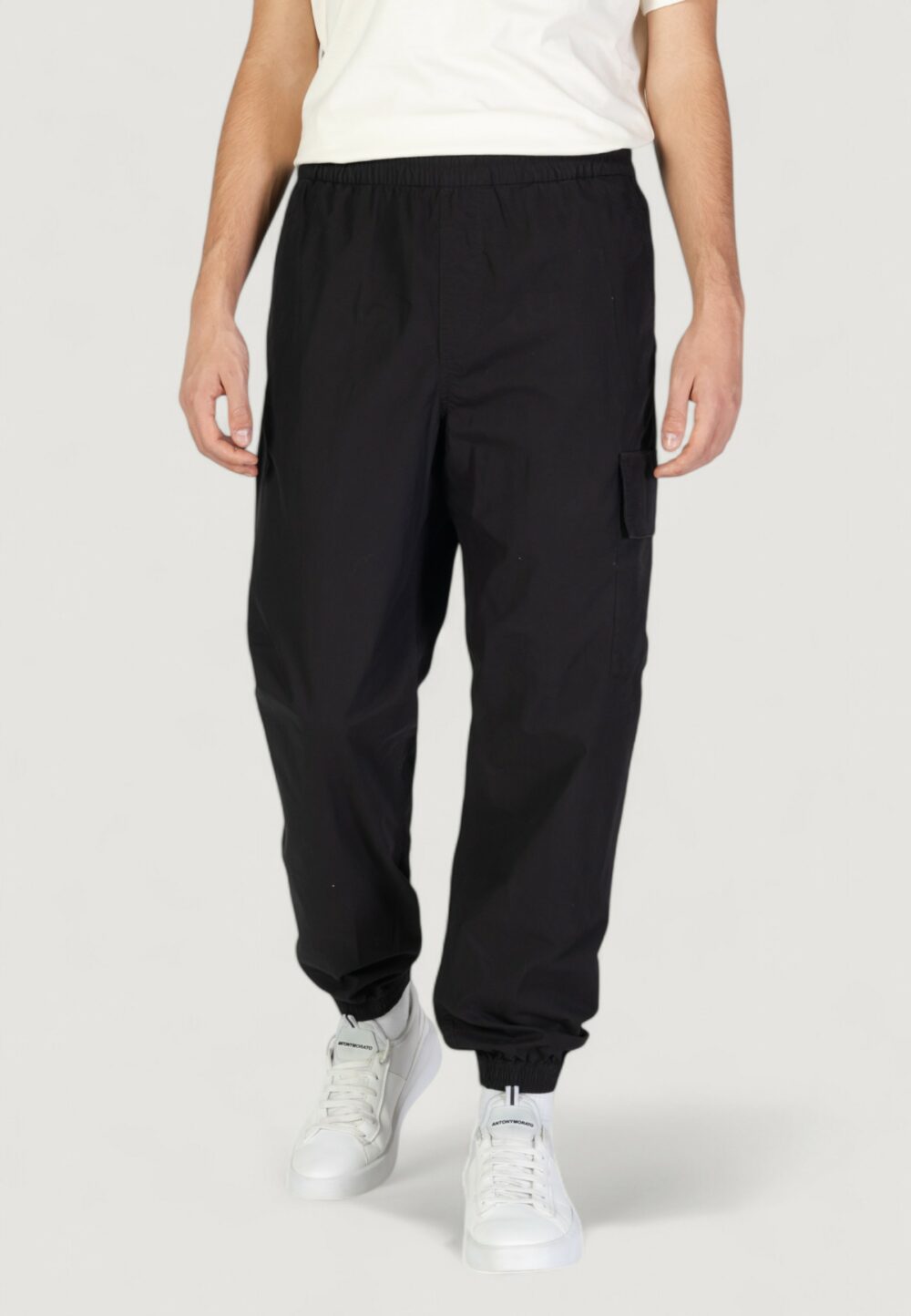 Pantaloni sportivi Calvin Klein Jeans cotton poplin utility Nero - Foto 2