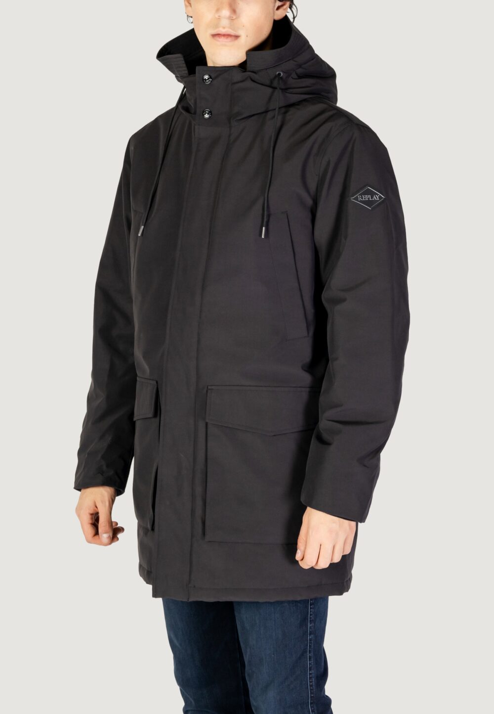 Parka Replay recycled three layers nylon poly Nero - Foto 2