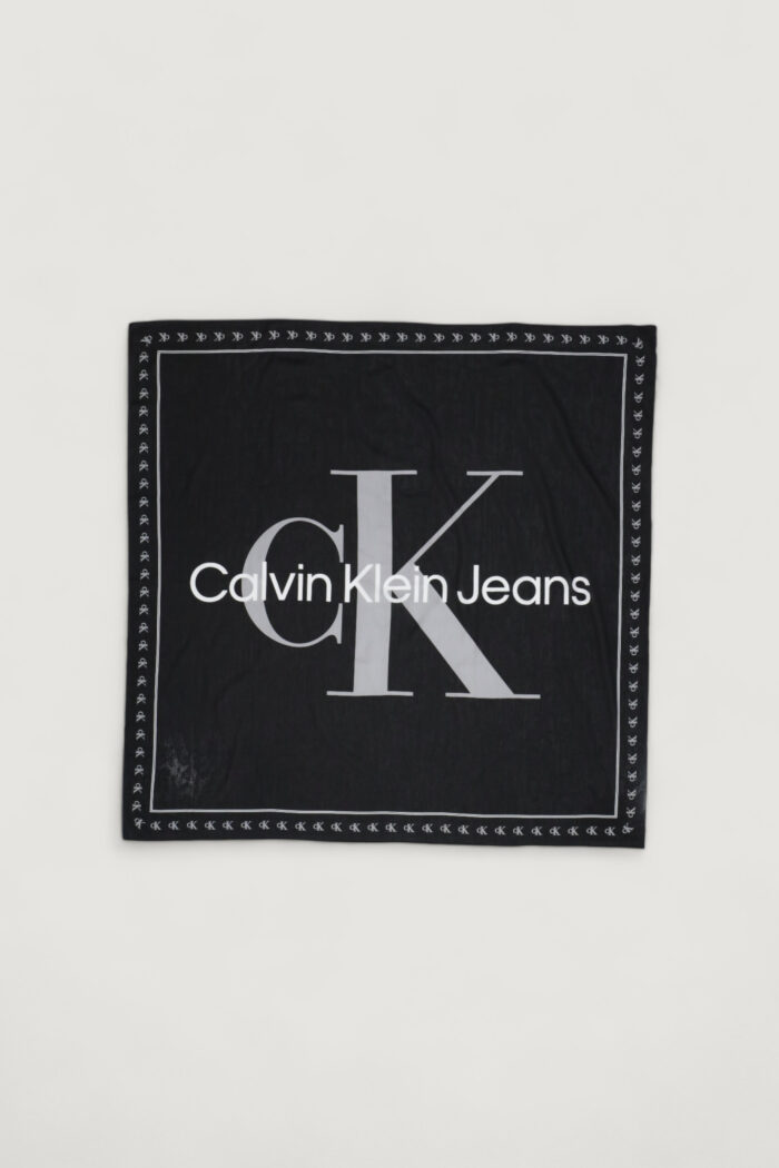 Pashmina Calvin Klein bold mono logo shawl 130×130 Nero