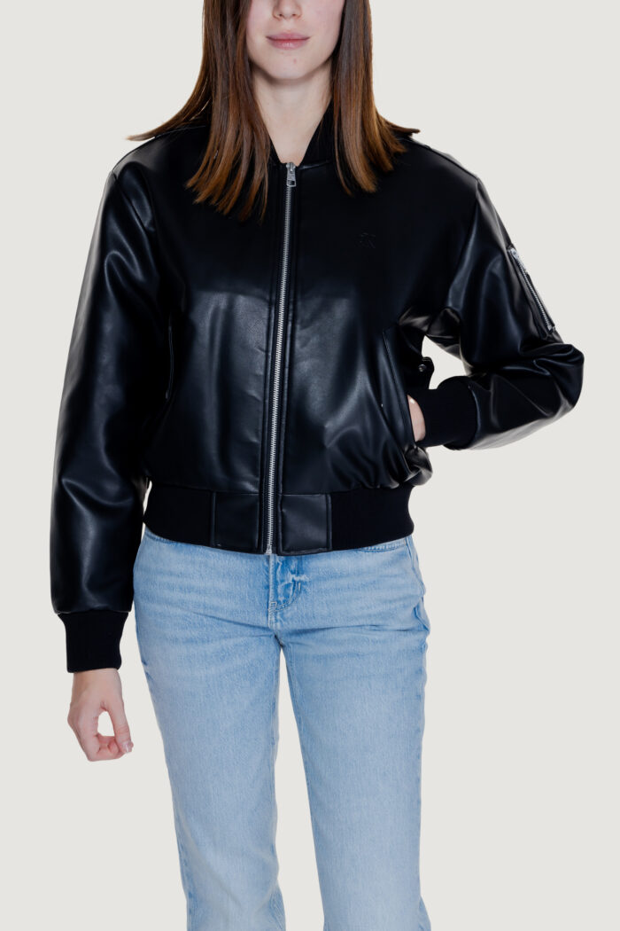 Piumino Calvin Klein Jeans faux leather bomber Nero