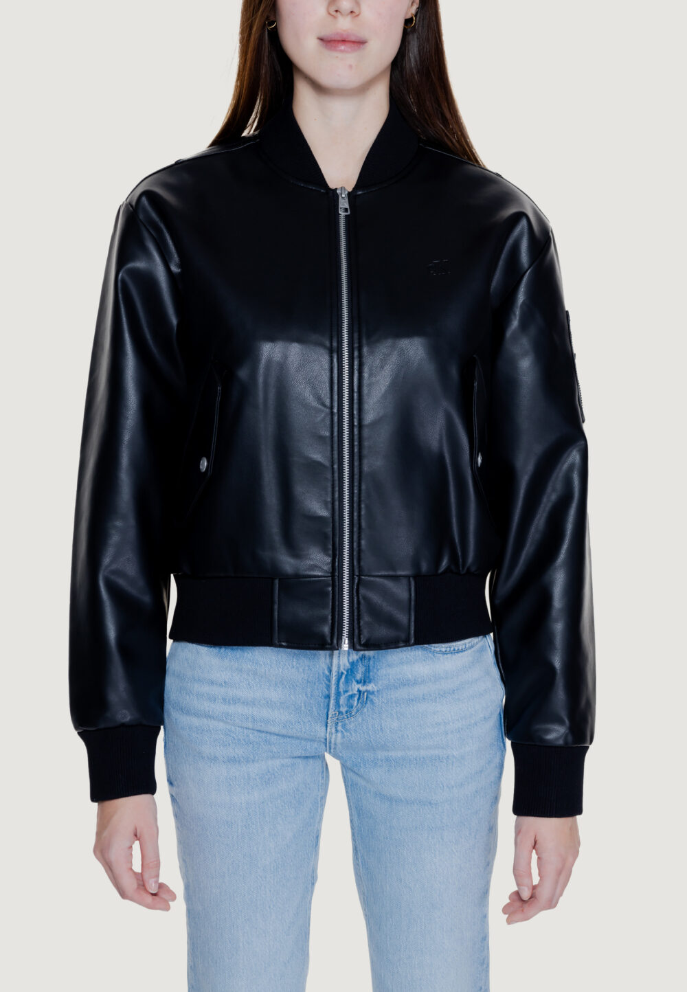 Piumino Calvin Klein Jeans faux leather bomber Nero - Foto 6