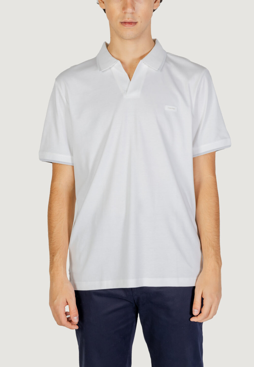 Polo manica corta Calvin Klein Jeans smooth cotton open Bianco - Foto 1