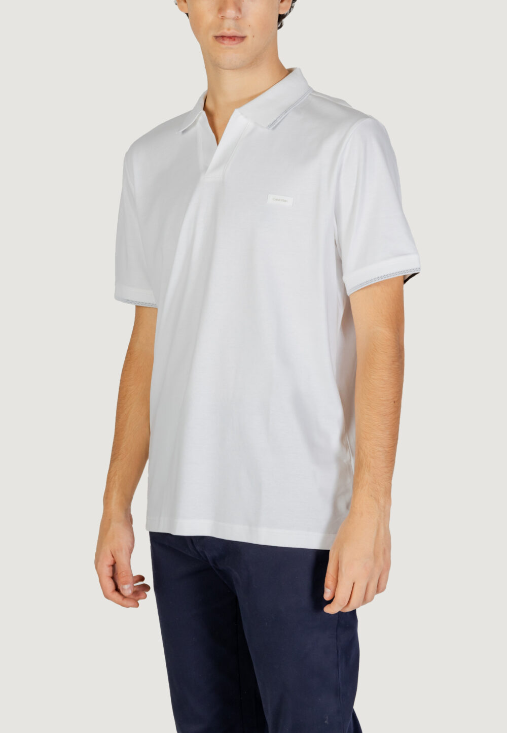 Polo manica corta Calvin Klein Jeans smooth cotton open Bianco - Foto 3