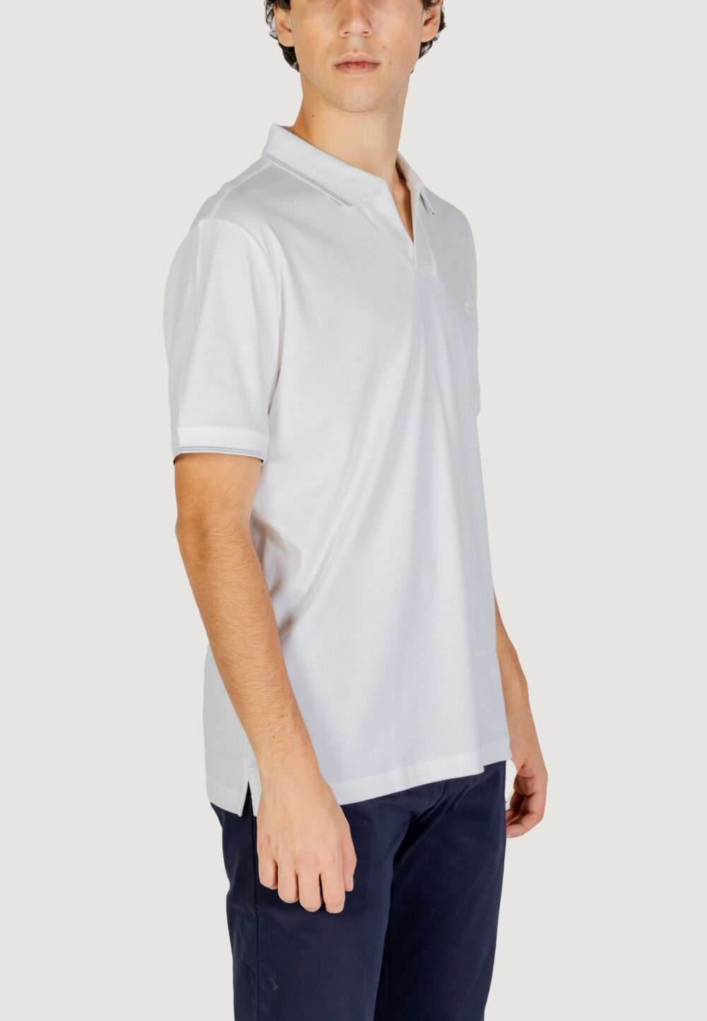 Polo manica corta Calvin Klein Jeans smooth cotton open Bianco - Foto 4