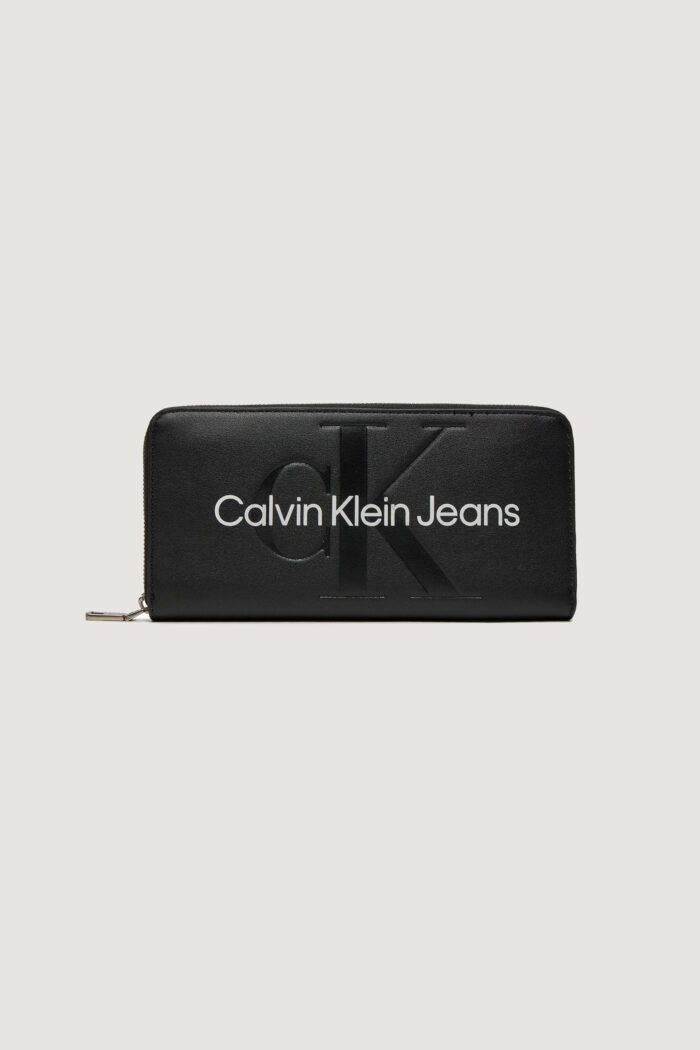 Portafoglio grande Calvin Klein Jeans sculpted zip around mono Nero