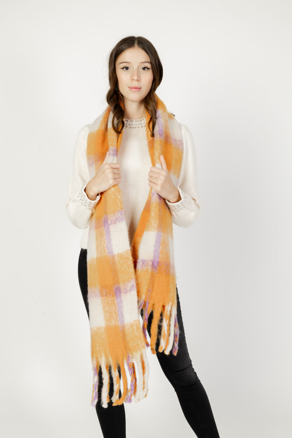 Sciarpa Only onlmia check scarf cc Arancione - Foto 1