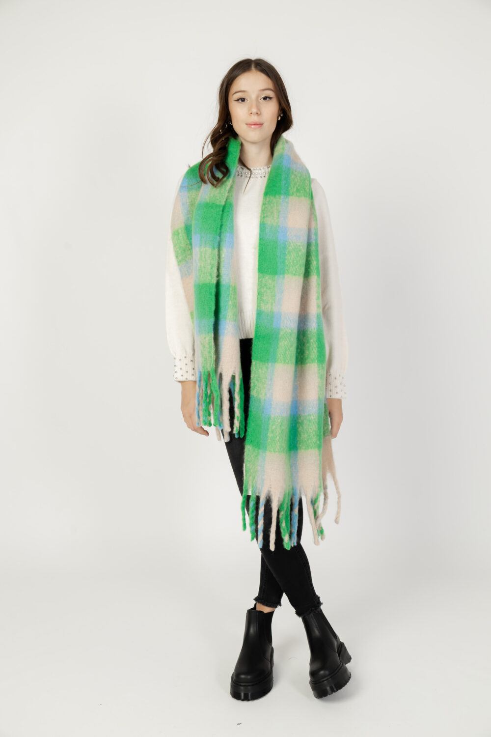 Sciarpa Only onlmia check scarf cc Verde - Foto 2